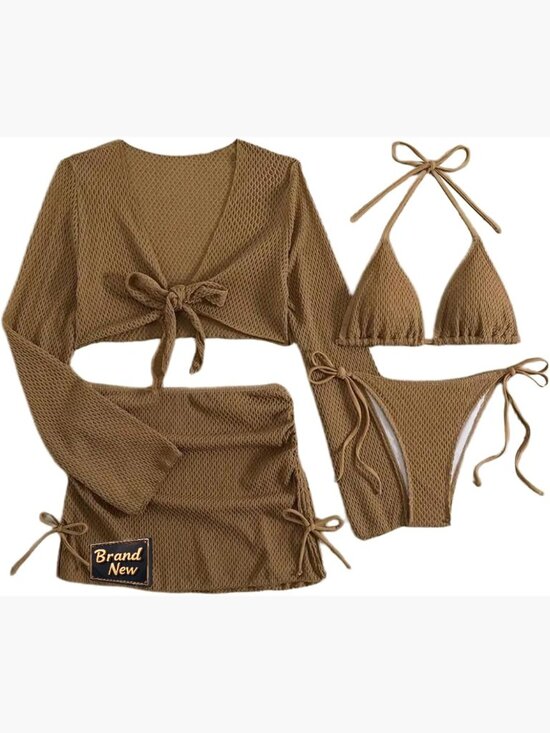 Other - Women's 4 Piece Crochet Bikini Set with Coverups and Skirt